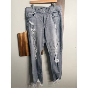 Express grey distressed raw hem skinny jeans size 10